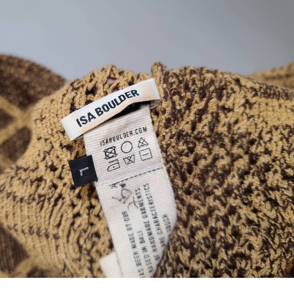 ISA BOULDER Brown & Tan Short Wafer Dress In Tiger Size Large - Picture 4 of 5